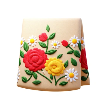 A piece of fabric with fine embroidery showcasing detailed floral designs