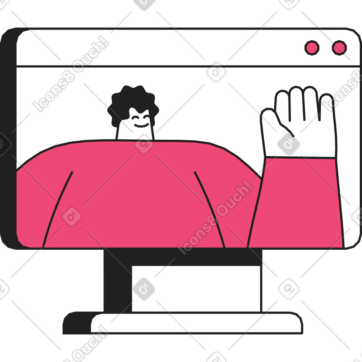 Ilustración Hombre en el monitor con un saludo estilo Dazzle Line a descargar PNG y SVG