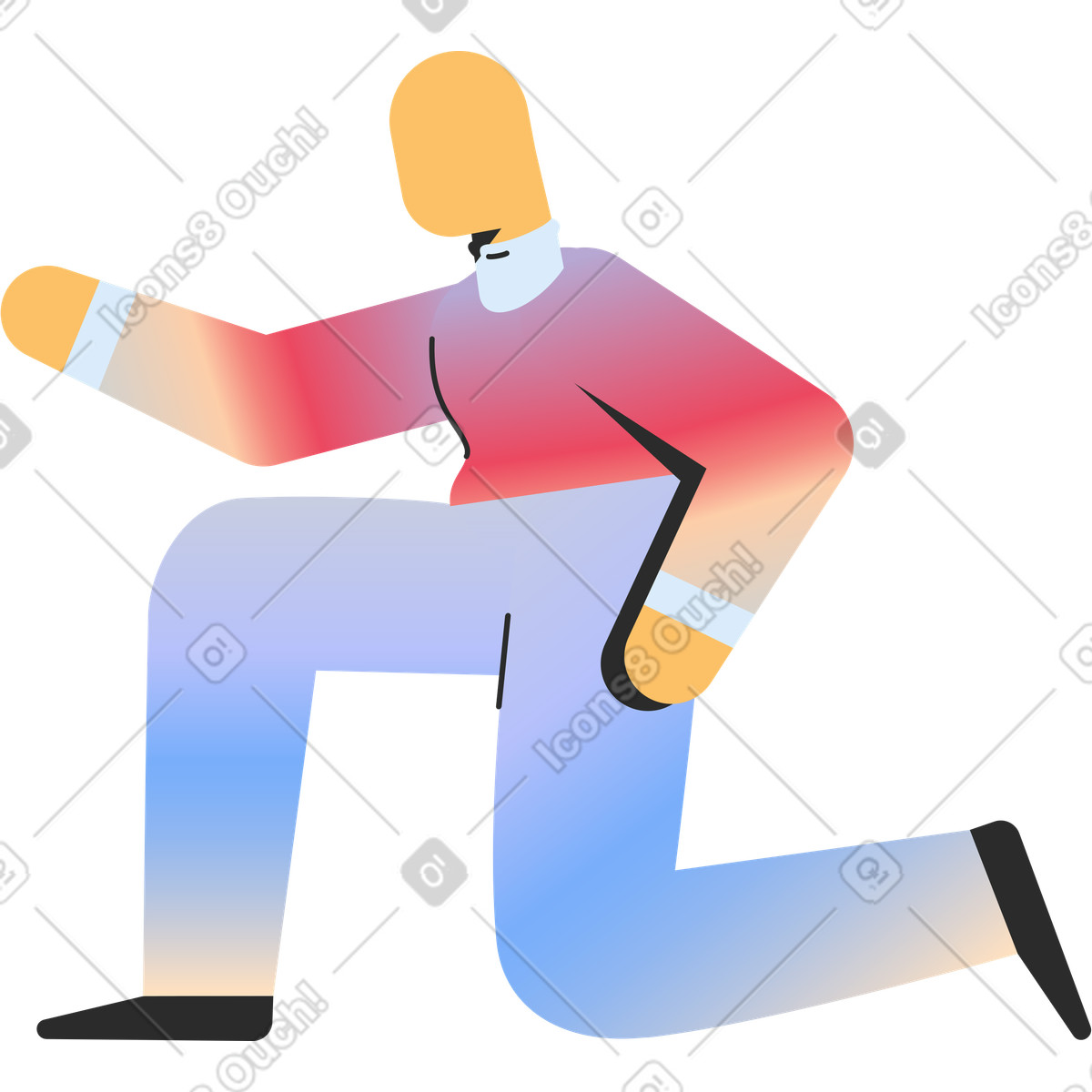 Ilustração de Pessoa joelho em no estilo Marginalia para baixar em PNG, SVG