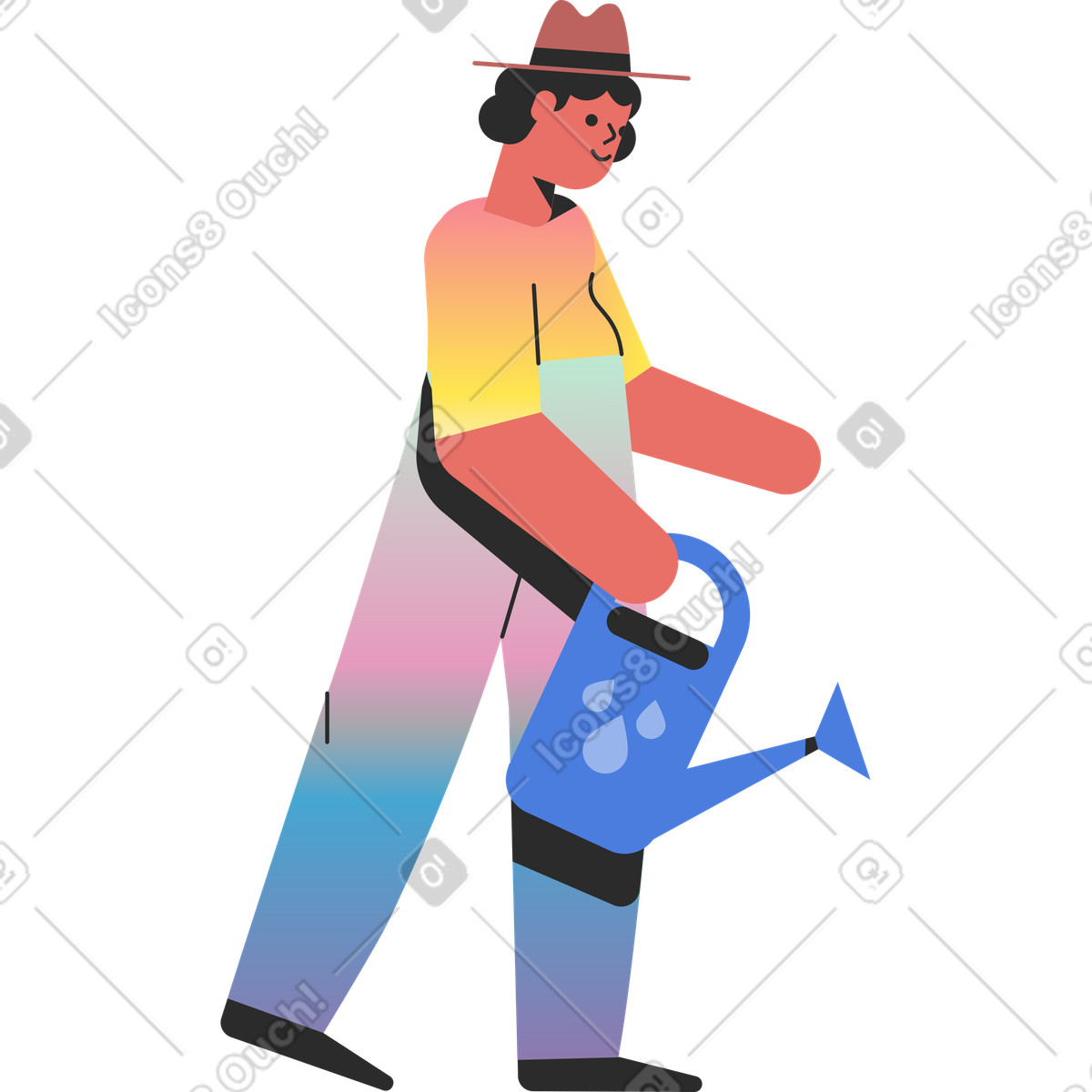 Ecology care woman with illustration in Marginalia style download in PNG, SVG