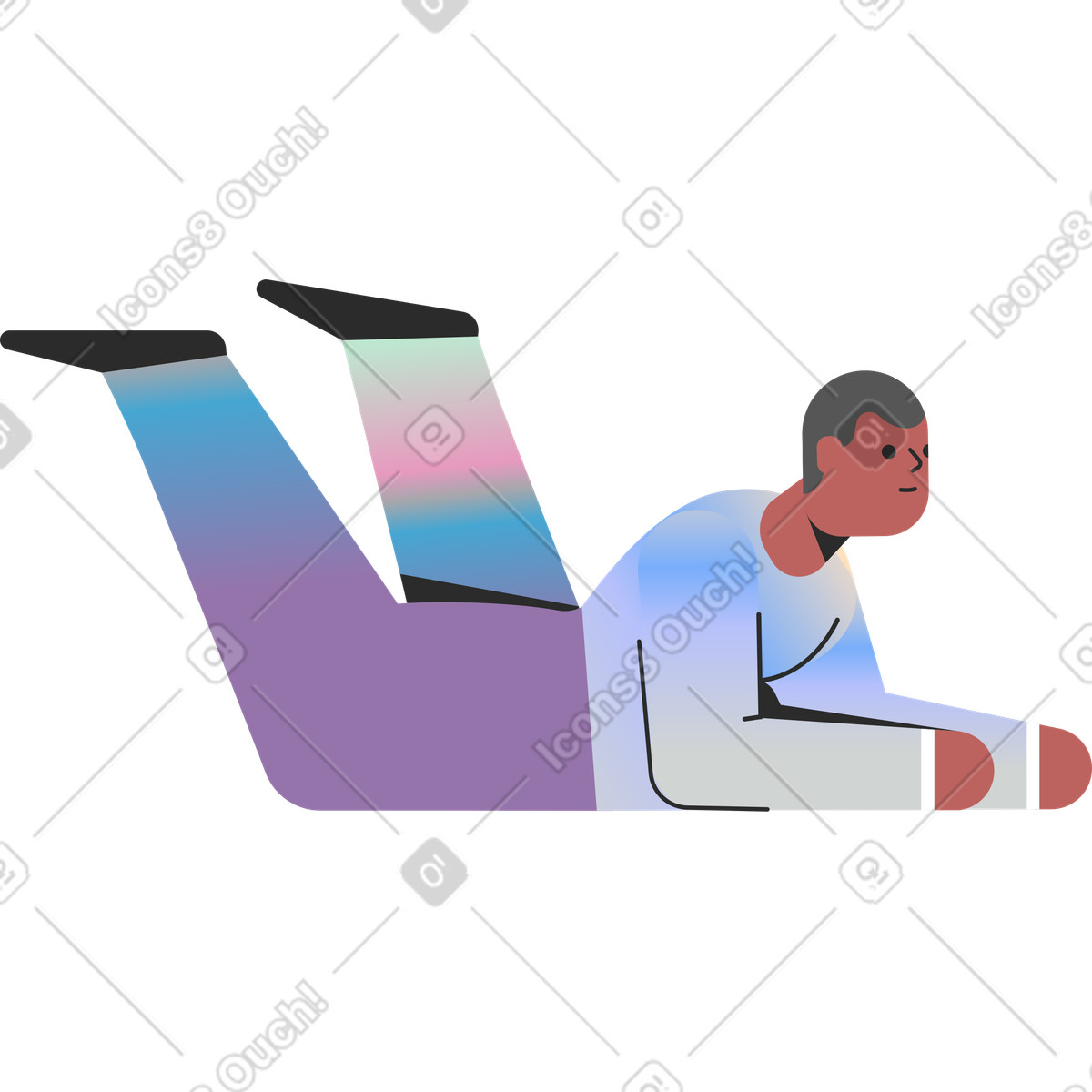 Marginalia スタイルの Man lying on stomach のイラストをPNG、SVG形式でダウンロード