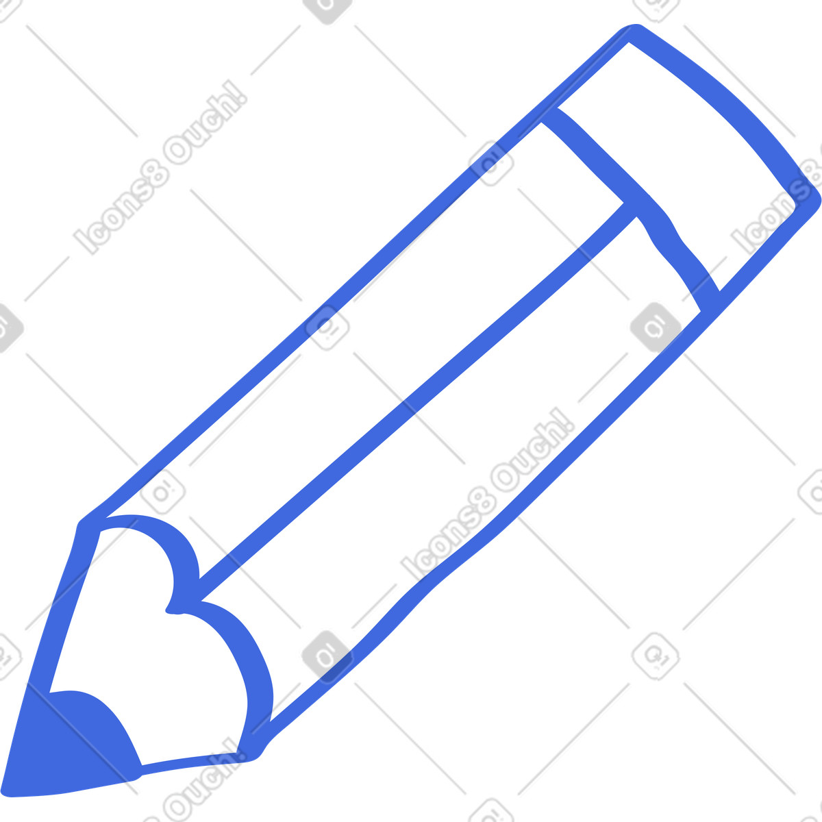 Pencil drawing tool with blue outline and simple geometric shape illustration in Ballpoint Pen style download in PNG, SVG
