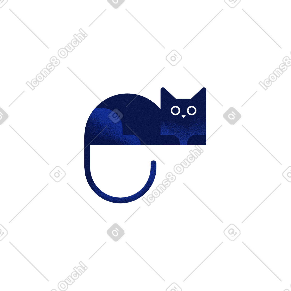 Lying blue cat-Illustration im Willowy-Stil als Download in PNG, SVG