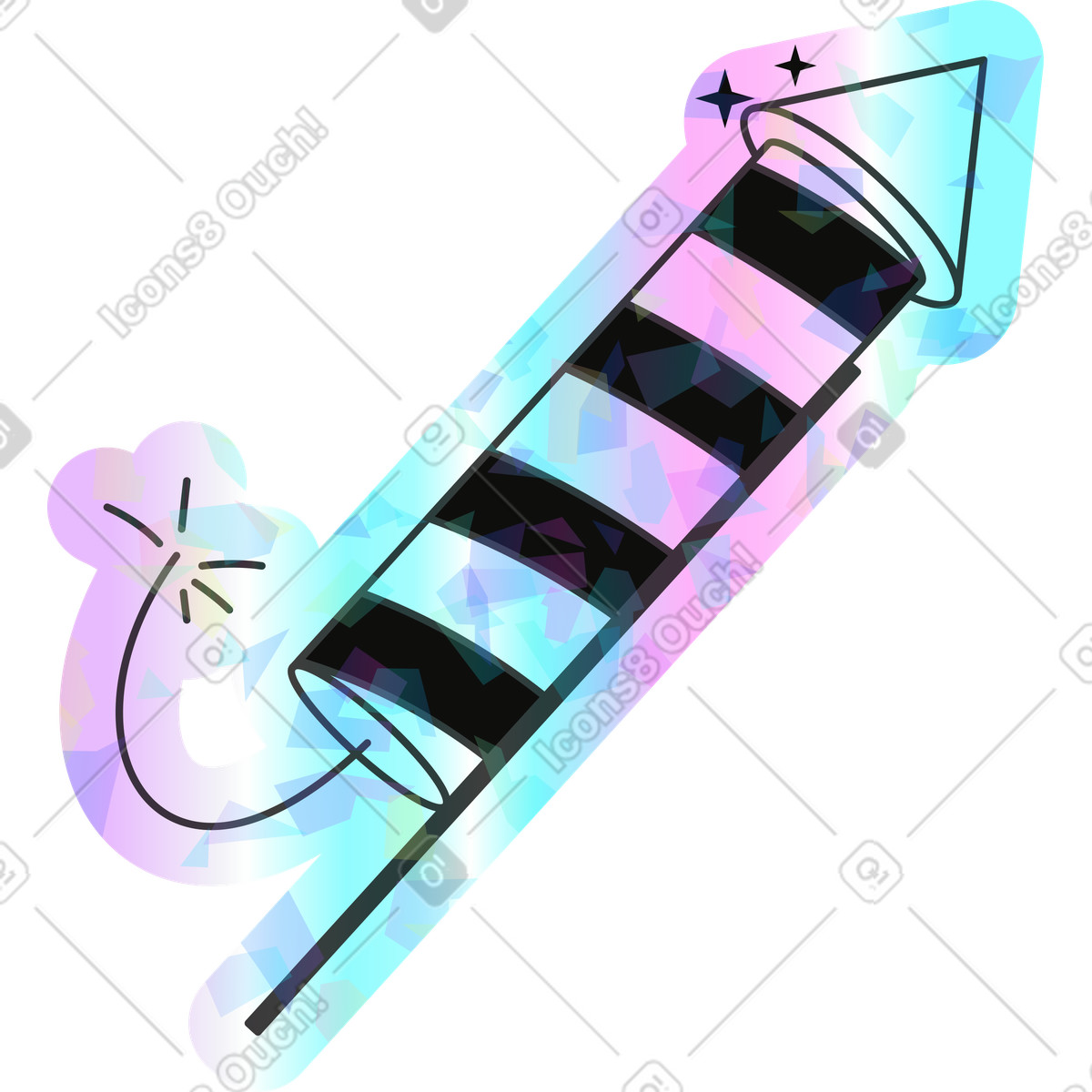 Petardo illustrazione in stile Holostickers scarica in PNG, SVG
