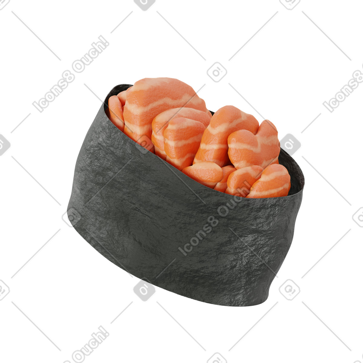 Ilustración Gunkan maki sushi icon en estilo 3D Modern a descargar en PNG y SVG