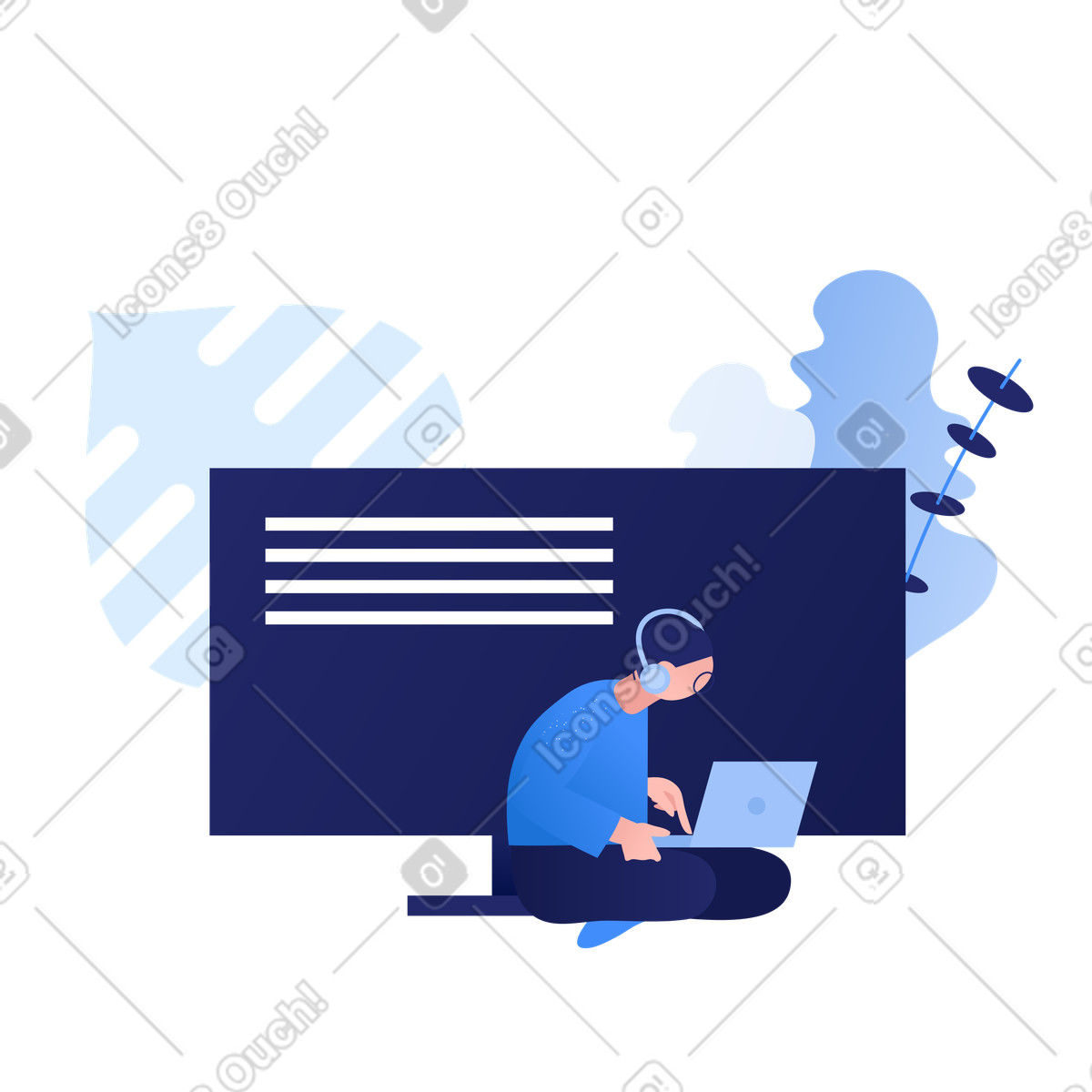 Lavorando sul computer illustrazione in stile Clip scarica in PNG, SVG