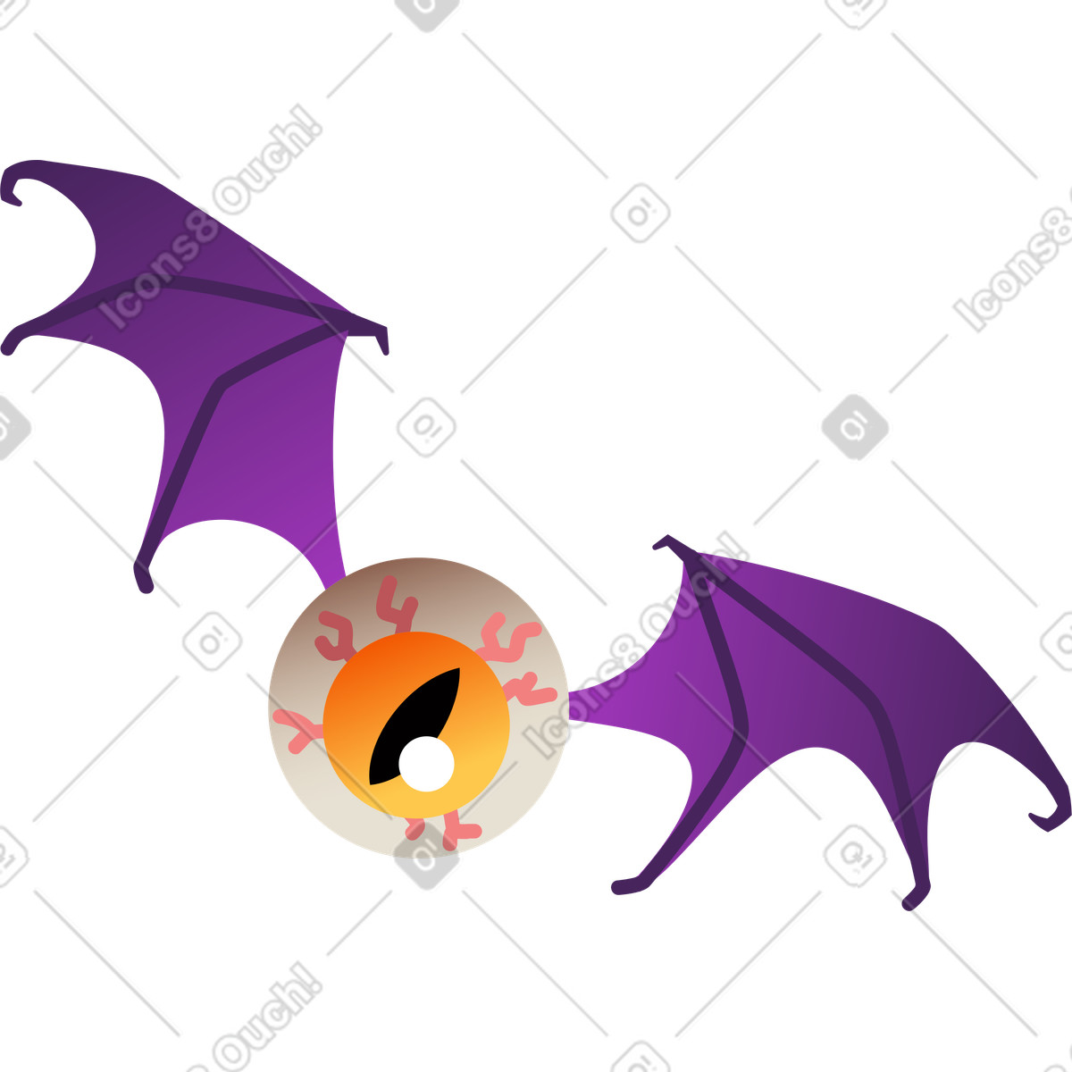 Augapfel mit fledermausflügeln-Illustration im Halloween Party-Stil als Download in PNG, SVG