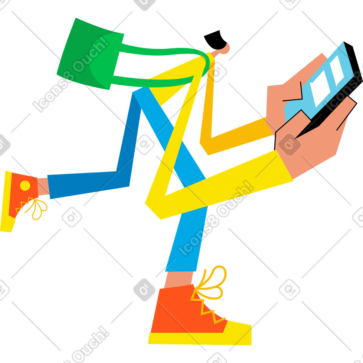 Illustration Femme qui court avec un sac dans le style Warp à télécharger aux formats PNG, SVG