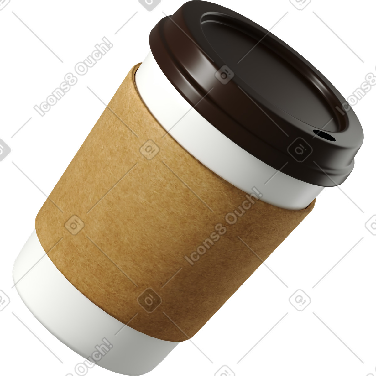 Ilustración Side view of coffee paper cup with sleeve en estilo 3D Business a descargar en PNG y SVG