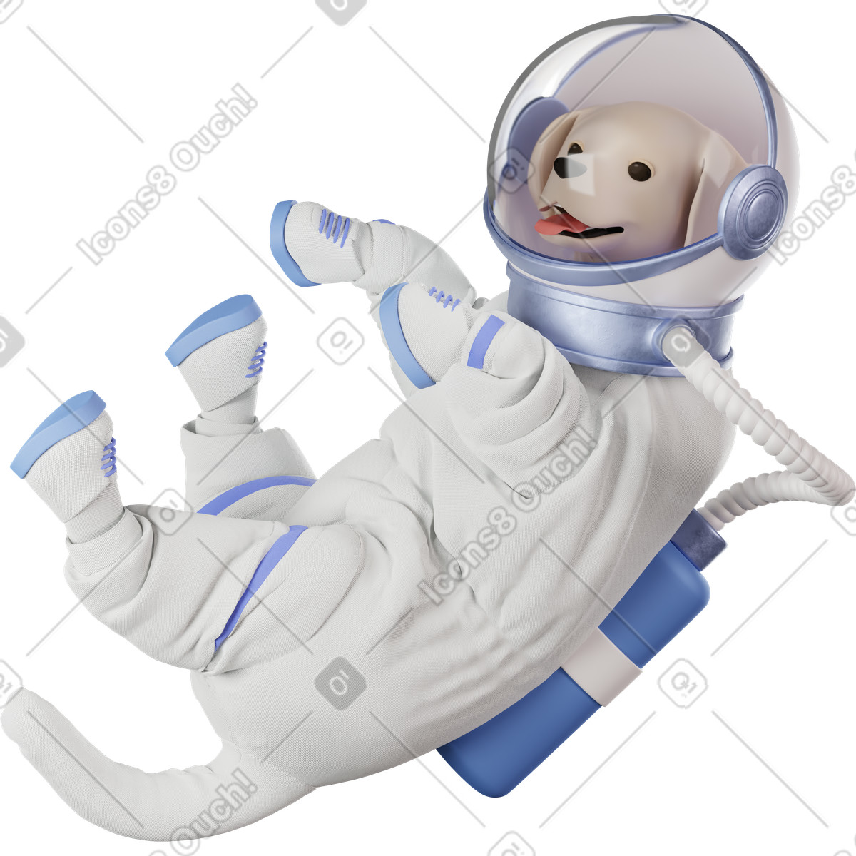 Dog astronaut floating clipart animal illustration available in PNG