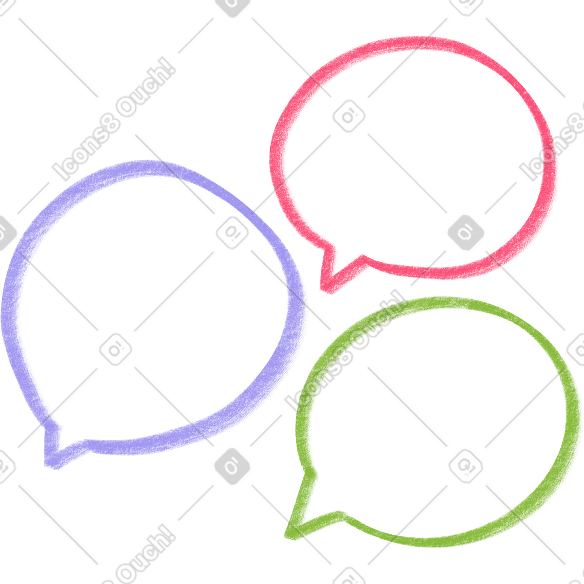 Three speech bubbles illustrazione in stile Doodle scarica in PNG, SVG
