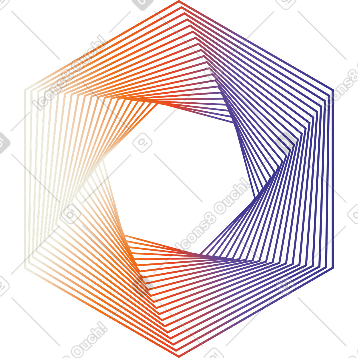 Geometric polygon loop, rotating framework, structural process shape illustration in PNG, SVG