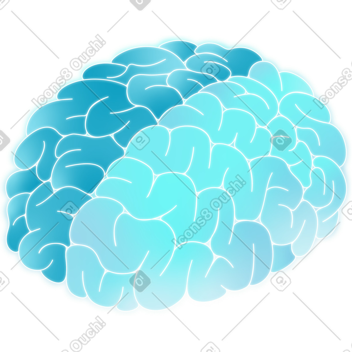 Digitales gehirn-Illustration im Glare-Stil als Download in PNG, SVG