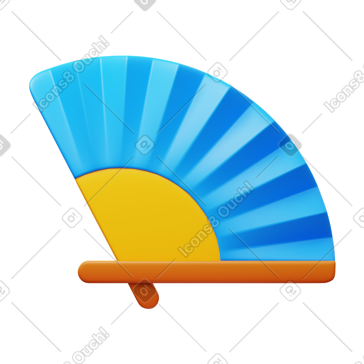 Hand fan illustration in 3D Fluency style download in PNG, SVG