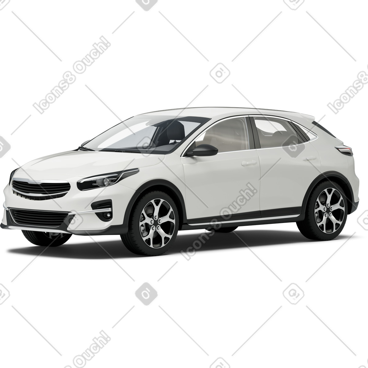 White car turn left illustration in 3D Business style download in PNG, SVG