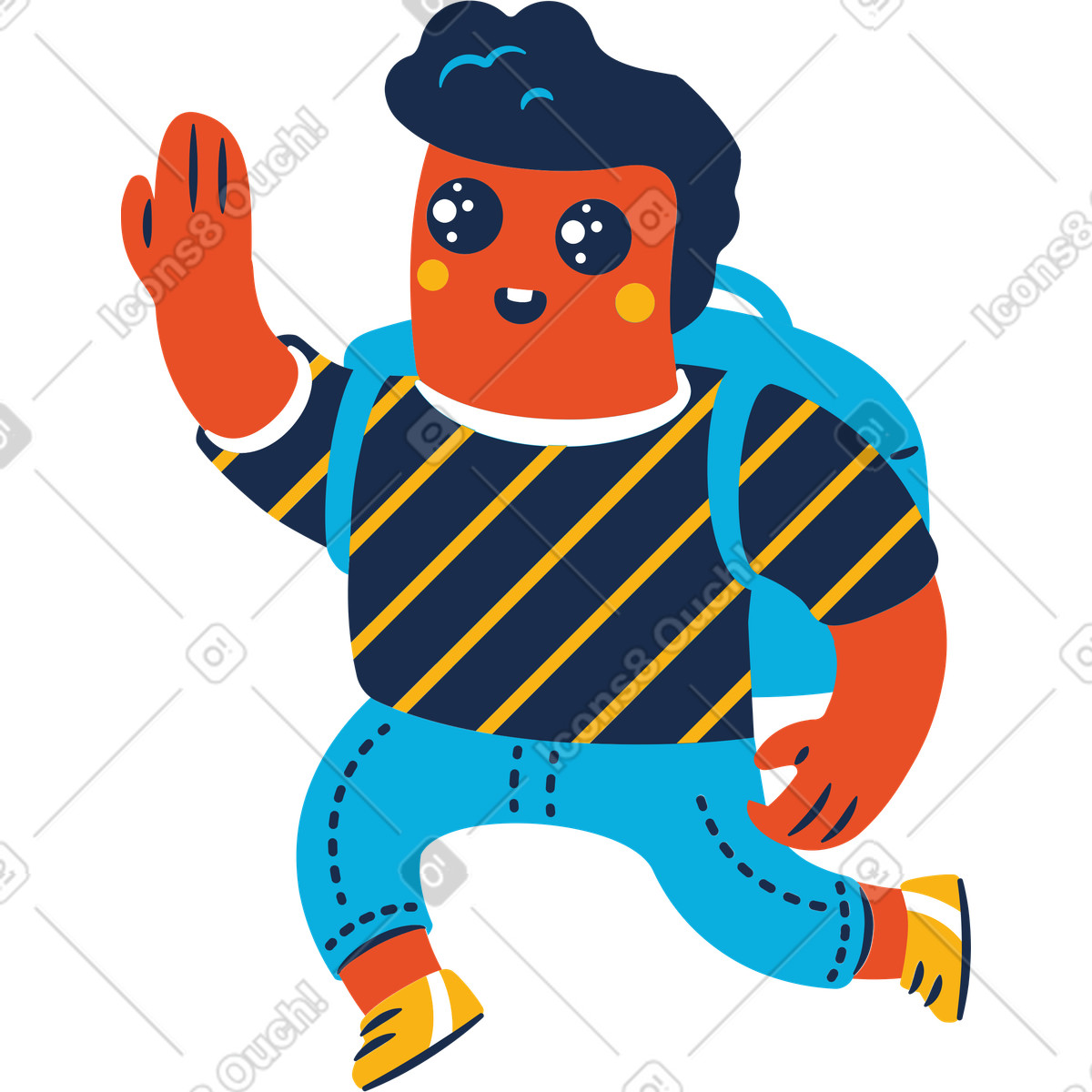 Illustration High-five homme avec sac à dos dans le style Flame télécharger aux formats PNG, SVG
