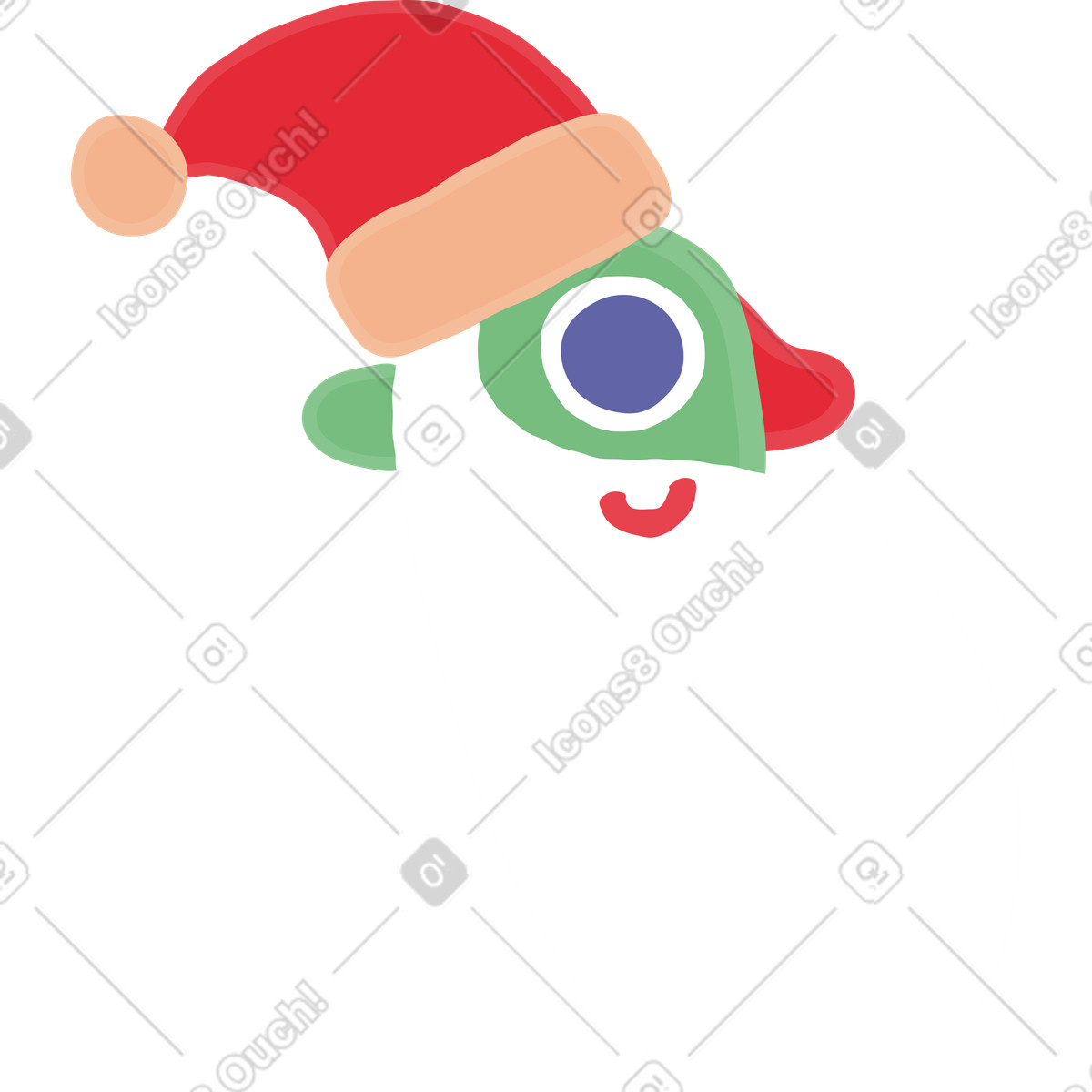 Santa's head illustrazione in stile Stripy scarica in PNG, SVG