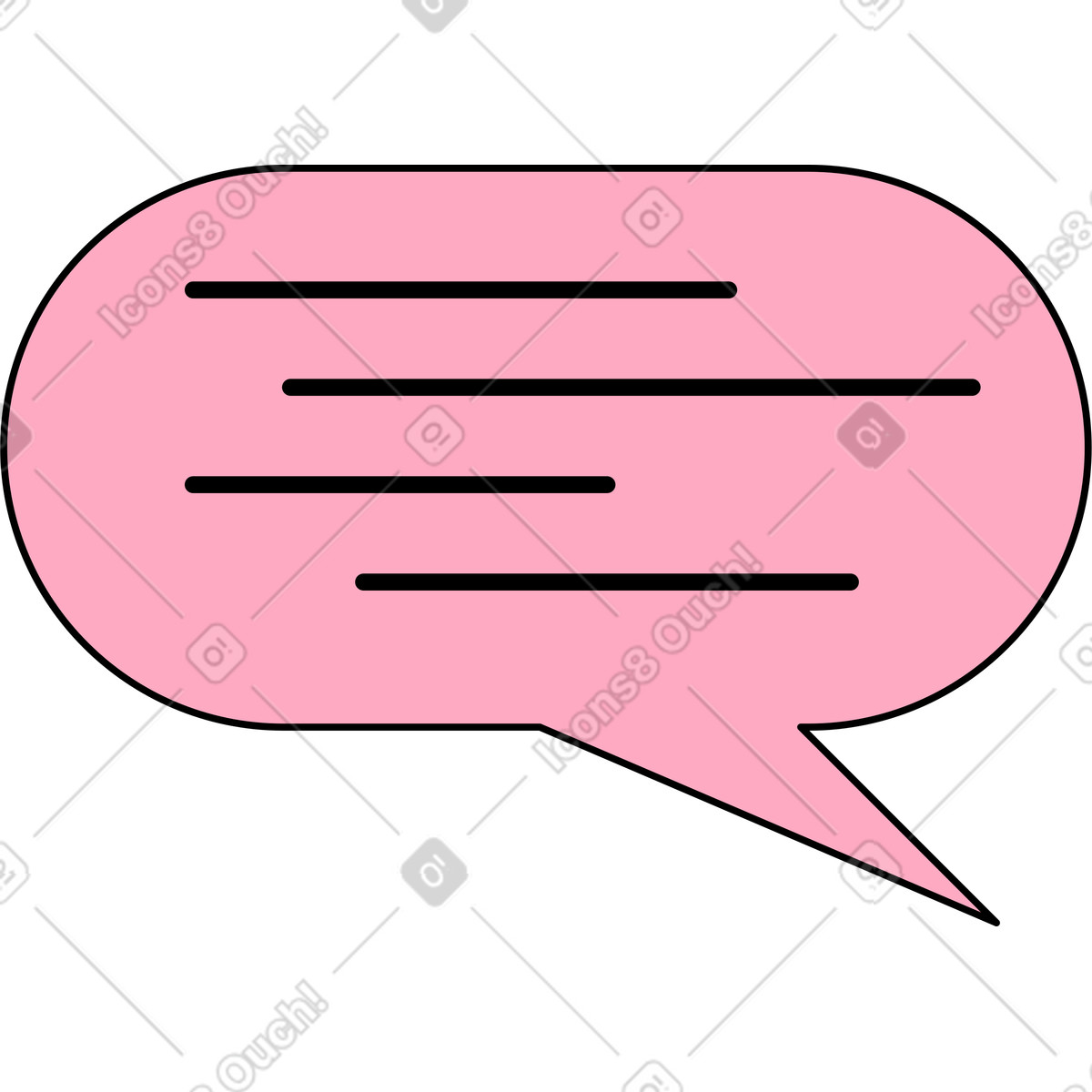 Bloom スタイルの Pink speech bubble with text のアニメーションイラストをGIF、Lottie (JSON)、AEでダウンロード