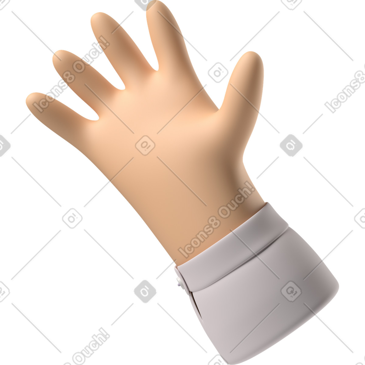 Ilustração de Mão pele branca acenando olá em no estilo 3D Hands Fun&Wild para baixar em PNG, SVG