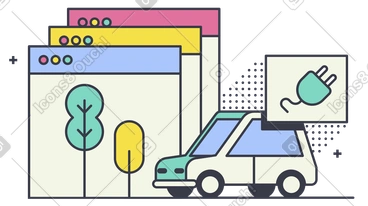Electric car with plug PNG, SVG