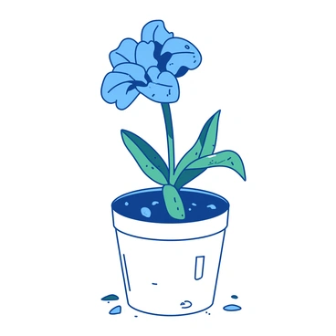A wilted flower in a small pot, representing neglect and despair.