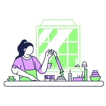 A person crafting candles for a menorah using traditional methods