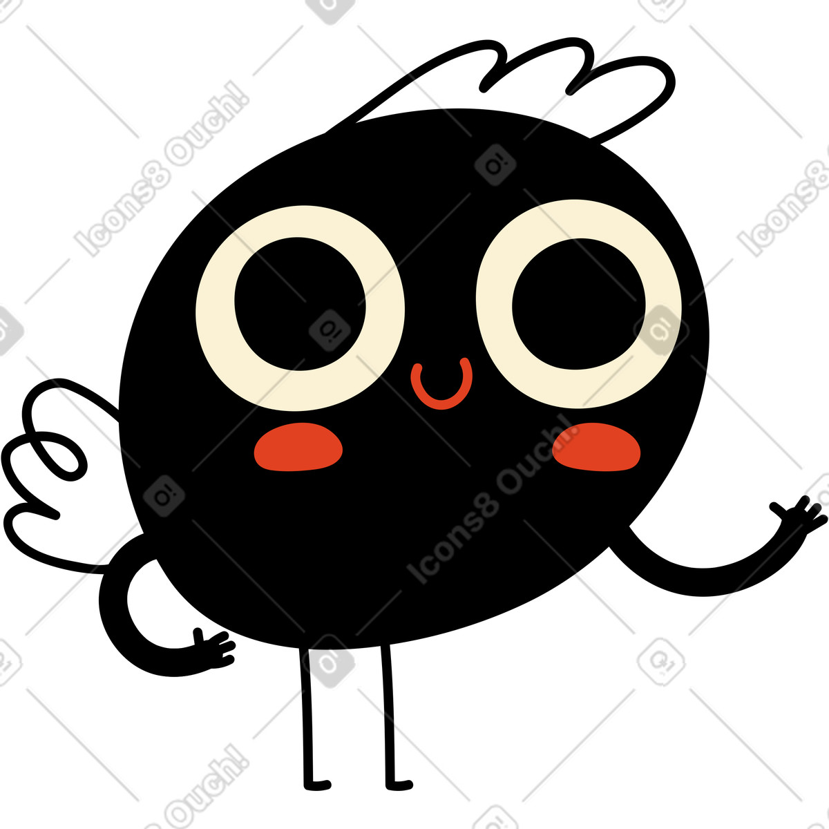 Black character with tail illustration in Jelly style download in PNG, SVG