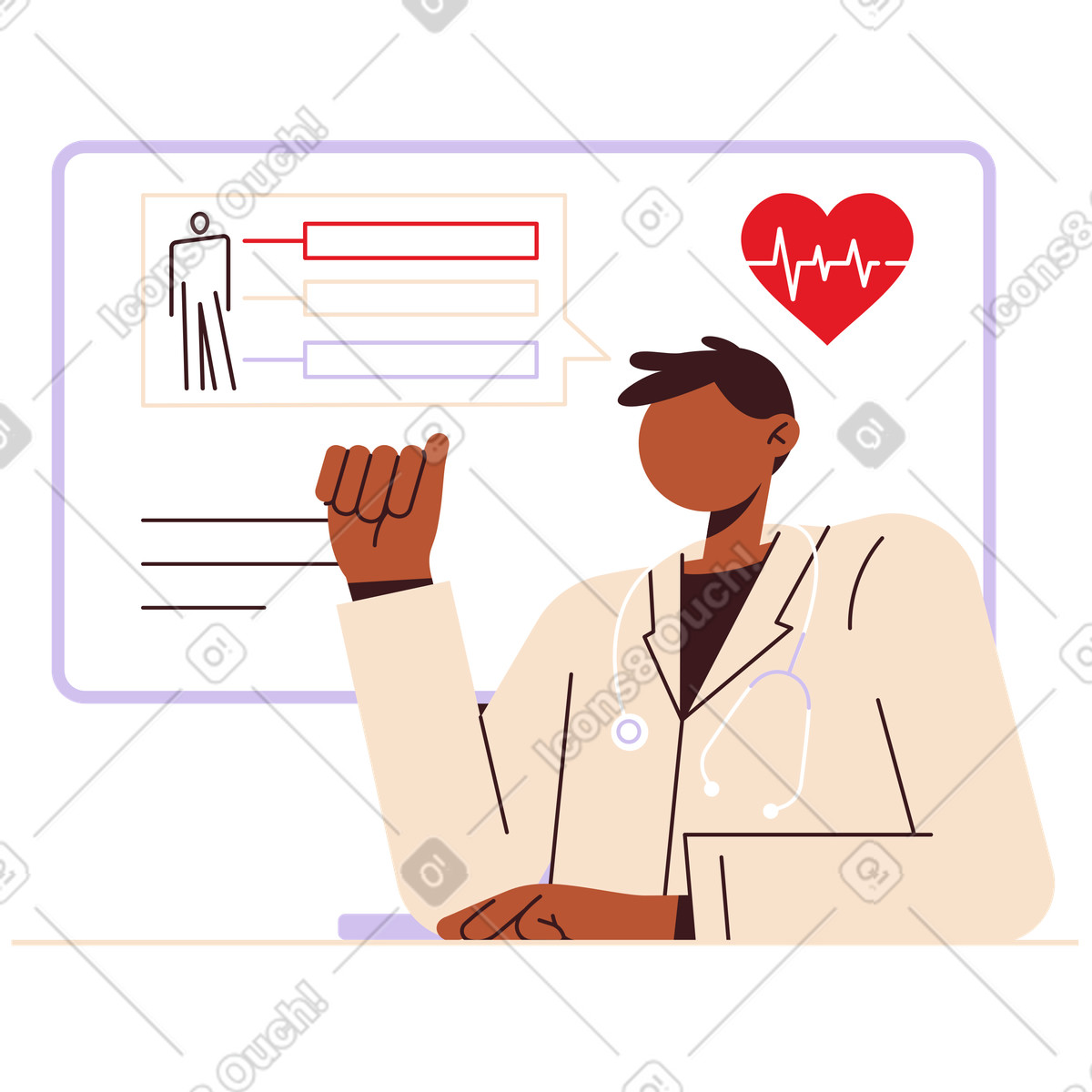Ilustração de Consulta médica com prontuário médico em no estilo Folks para baixar em PNG, SVG