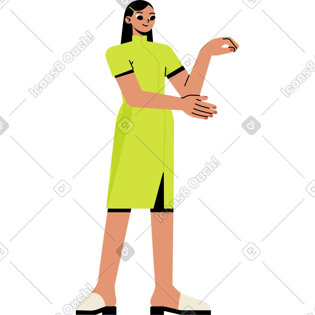 Donna in un abito stile asiatico illustrazione Juicy scarica PNG, SVG