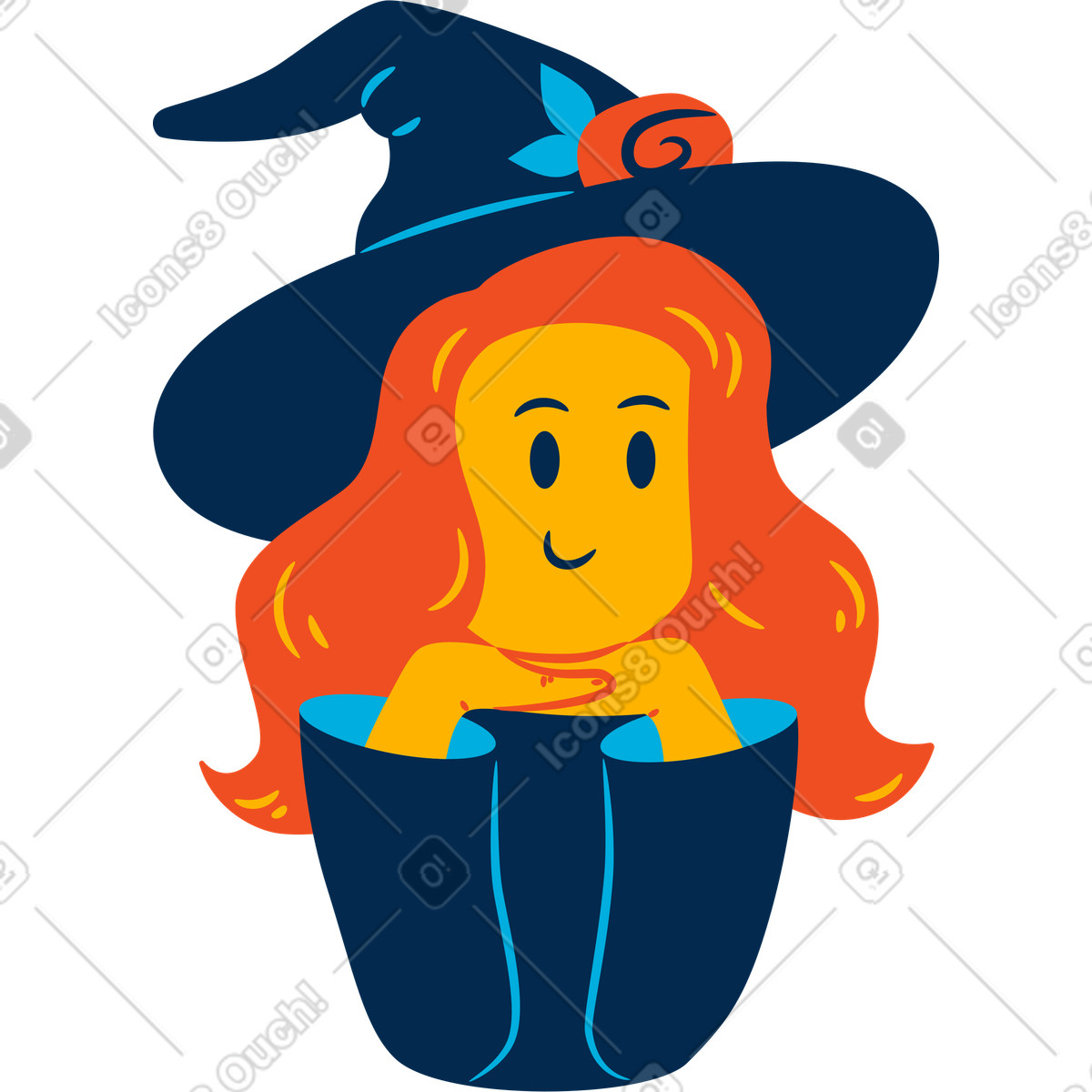 Ilustración Mitad bruja en estilo Flame a descargar en PNG y SVG