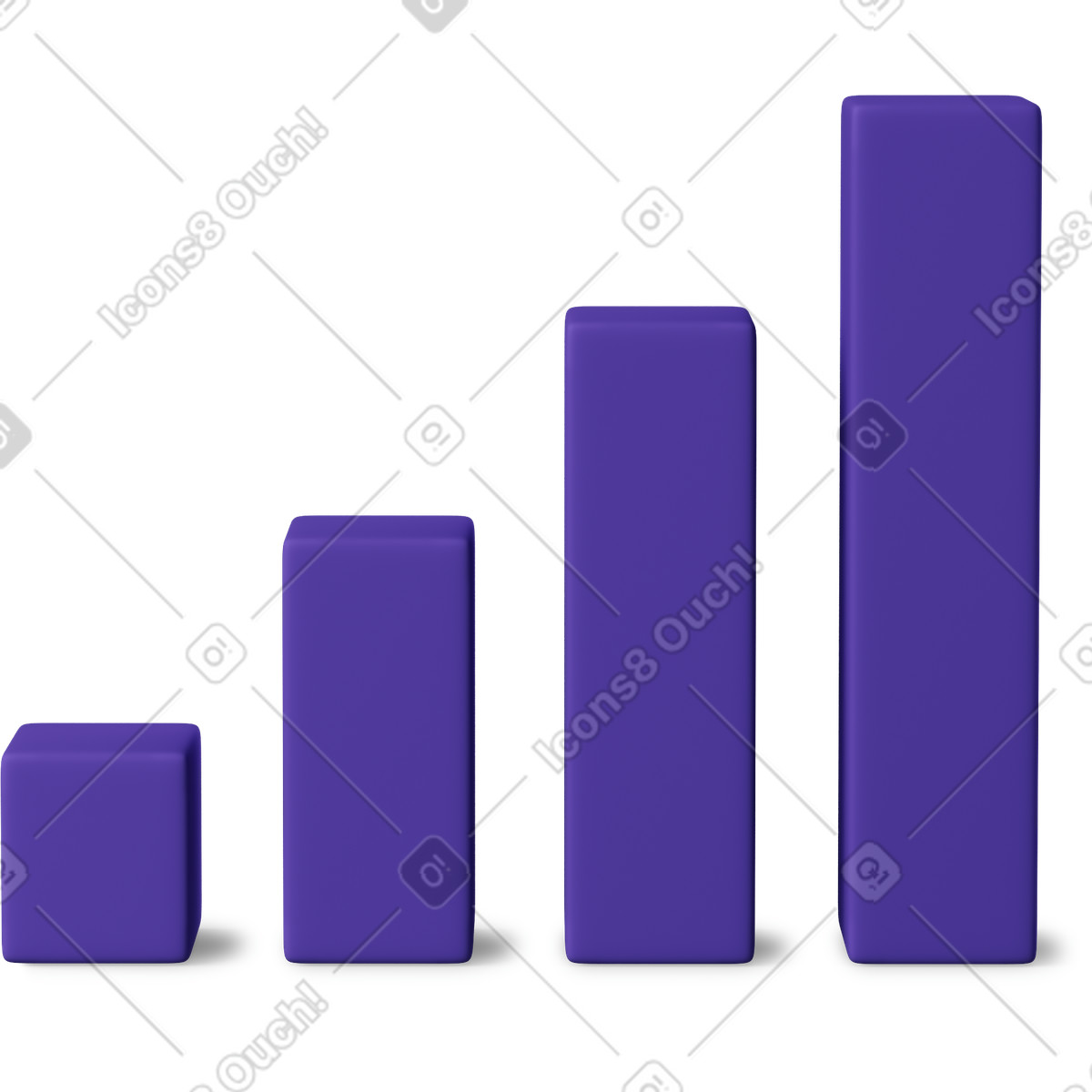 3D Business 스타일의 Big growing purple bar chart 일러스트레이션 PNG, SVG 다운로드