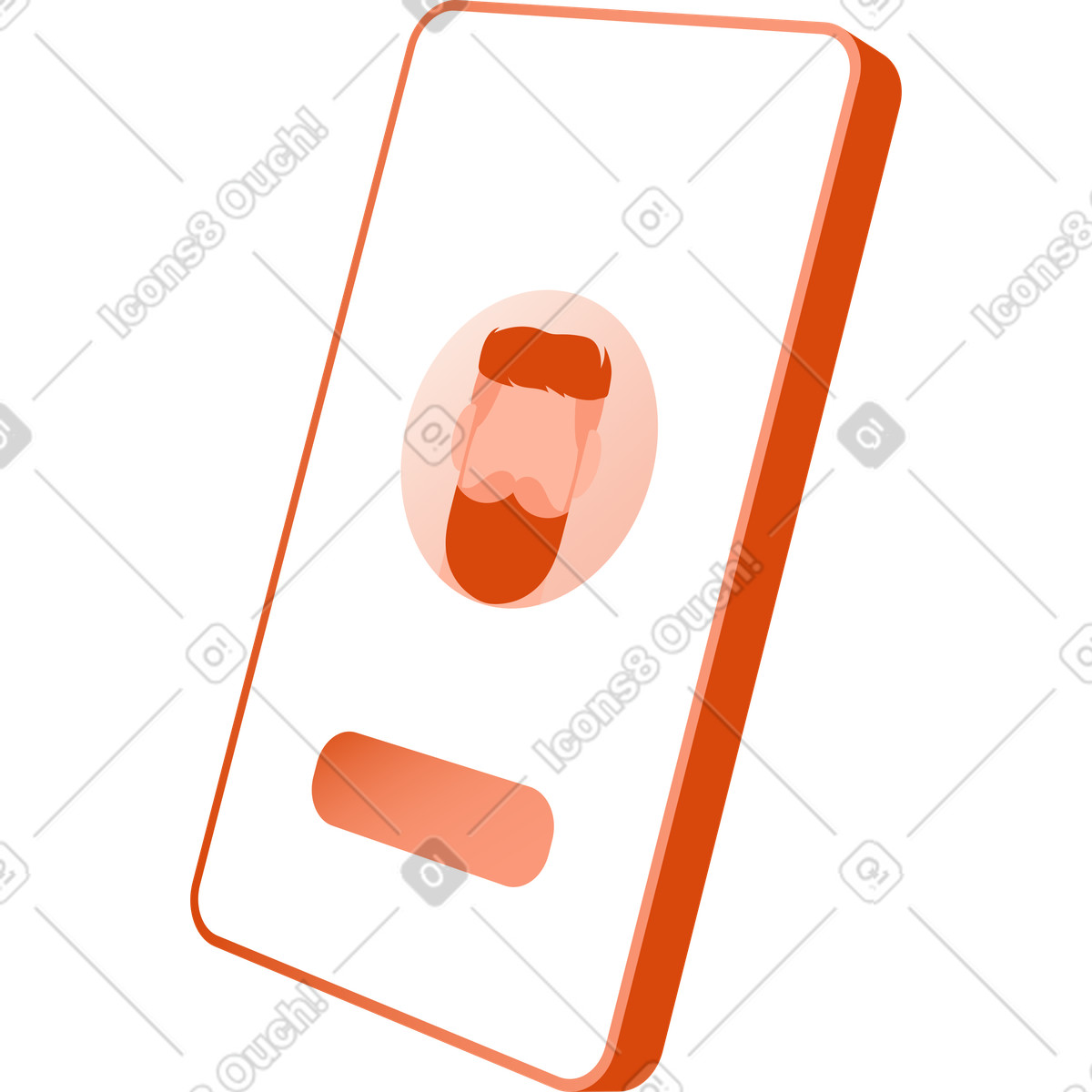 Ilustración Smartphone con un icono de usuario en la pantalla. estilo Orange a descargar PNG y SVG
