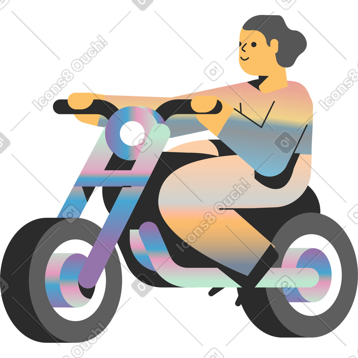 Ilustração de Garota da motocicleta em no estilo Marginalia para baixar em PNG, SVG