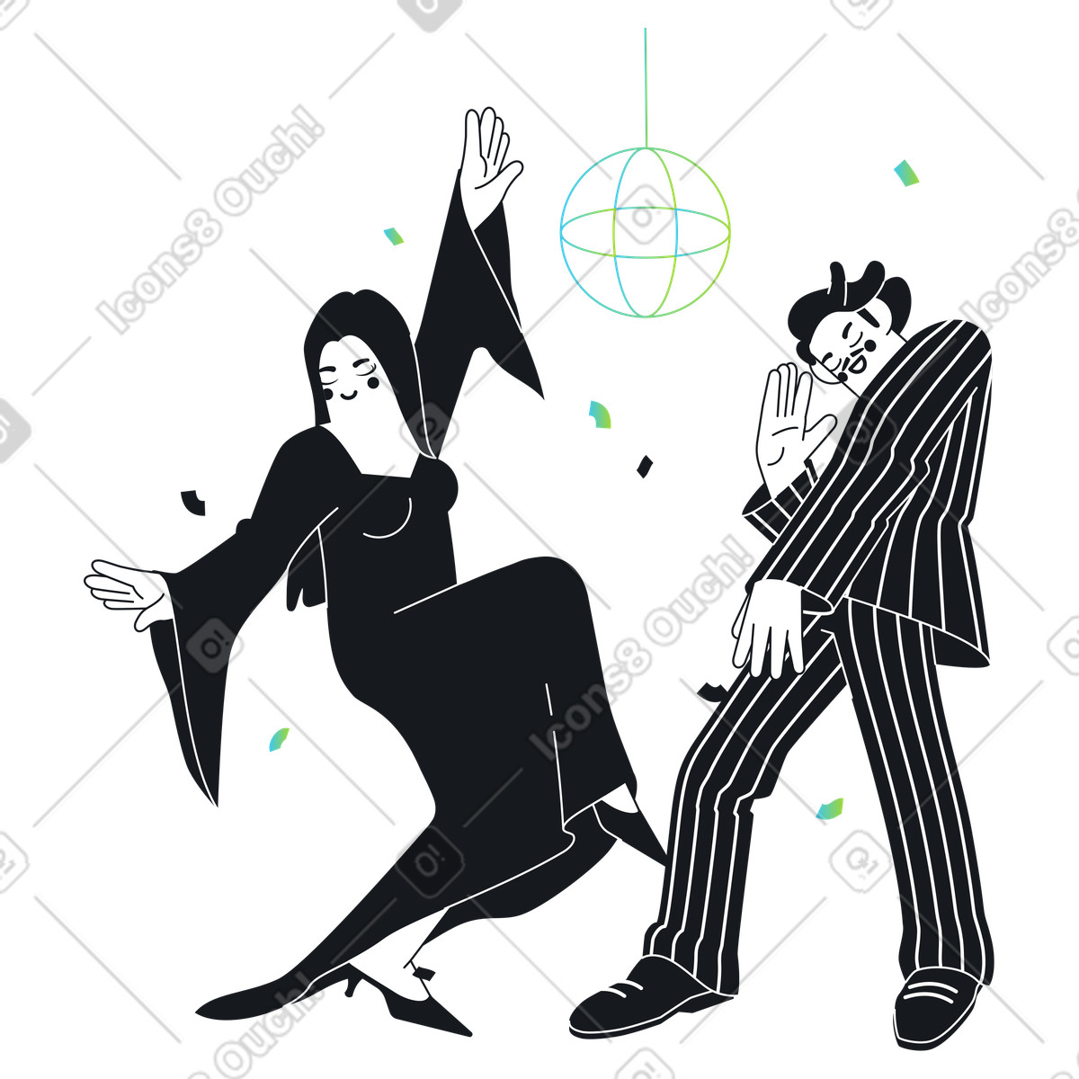 Illustration Des gens qui dansent à la fête d'halloween dans le style Breeze télécharger aux formats PNG, SVG