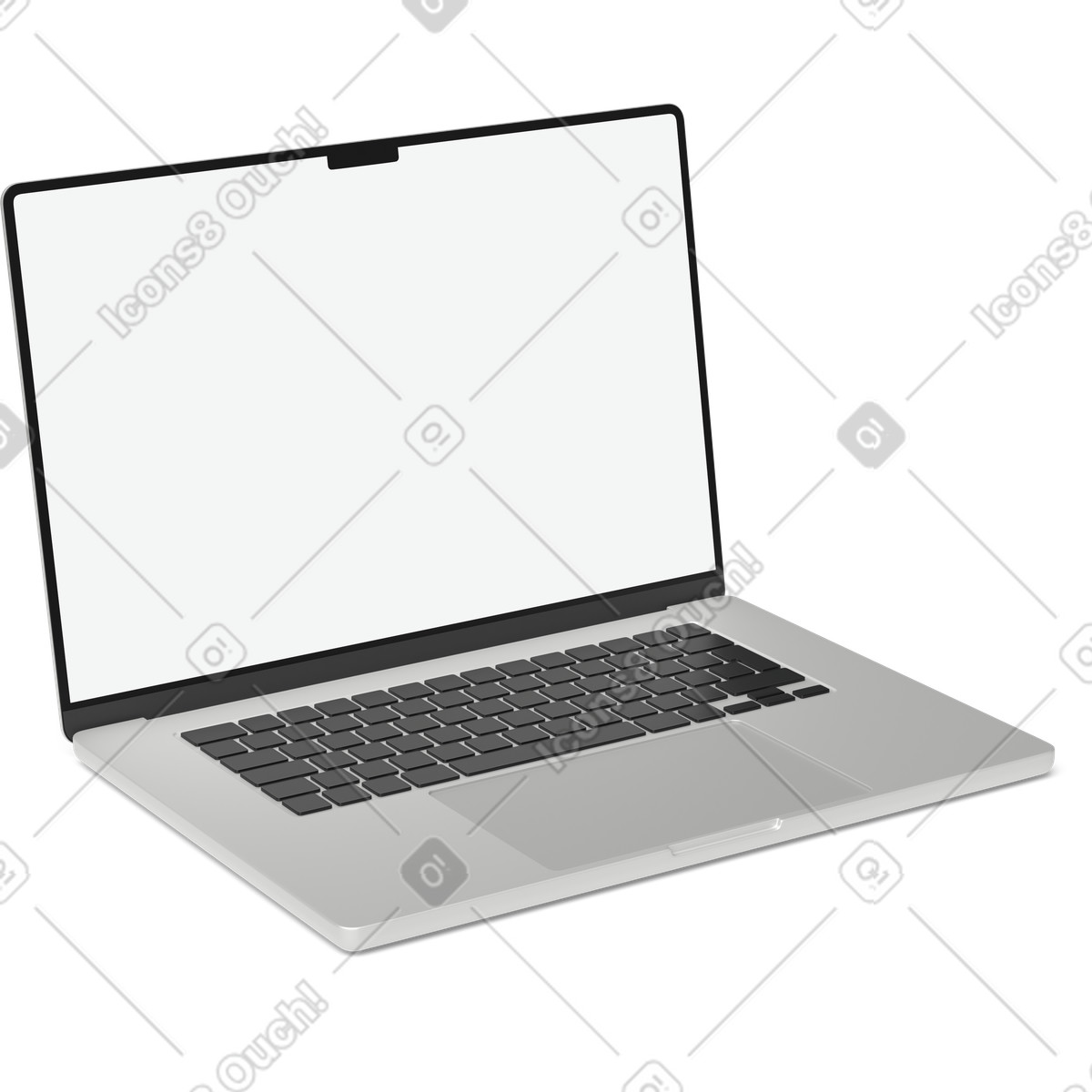 Side view of white screen laptop-Illustration im 3D Business-Stil als Download in PNG, SVG