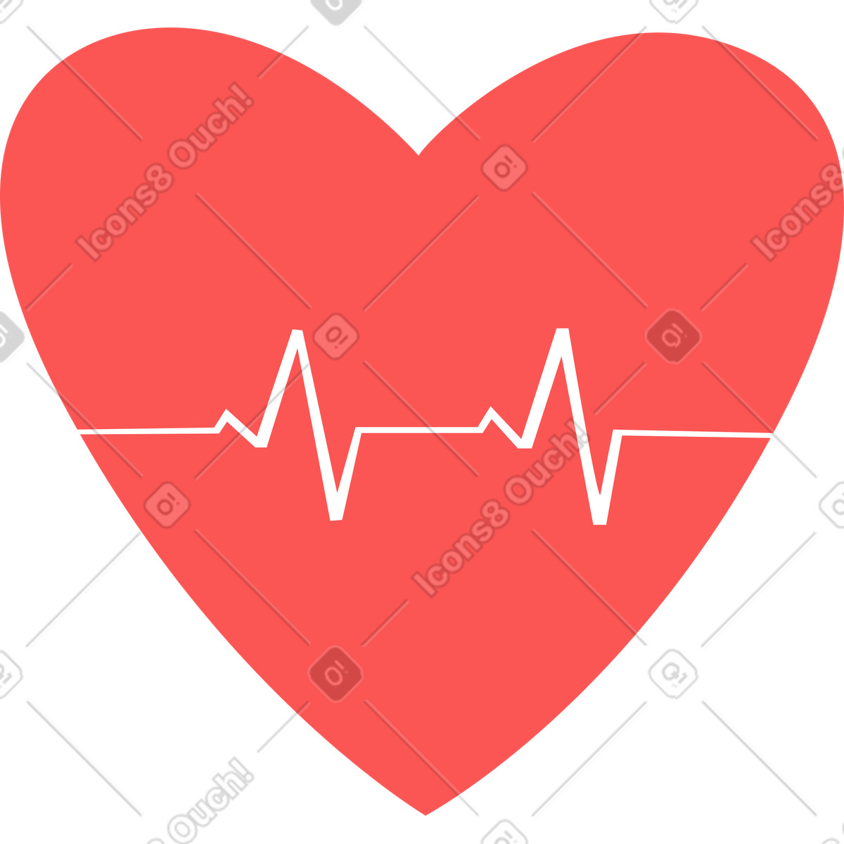 Big heart with cardiogram illustrazione in stile Lagom scarica in PNG, SVG