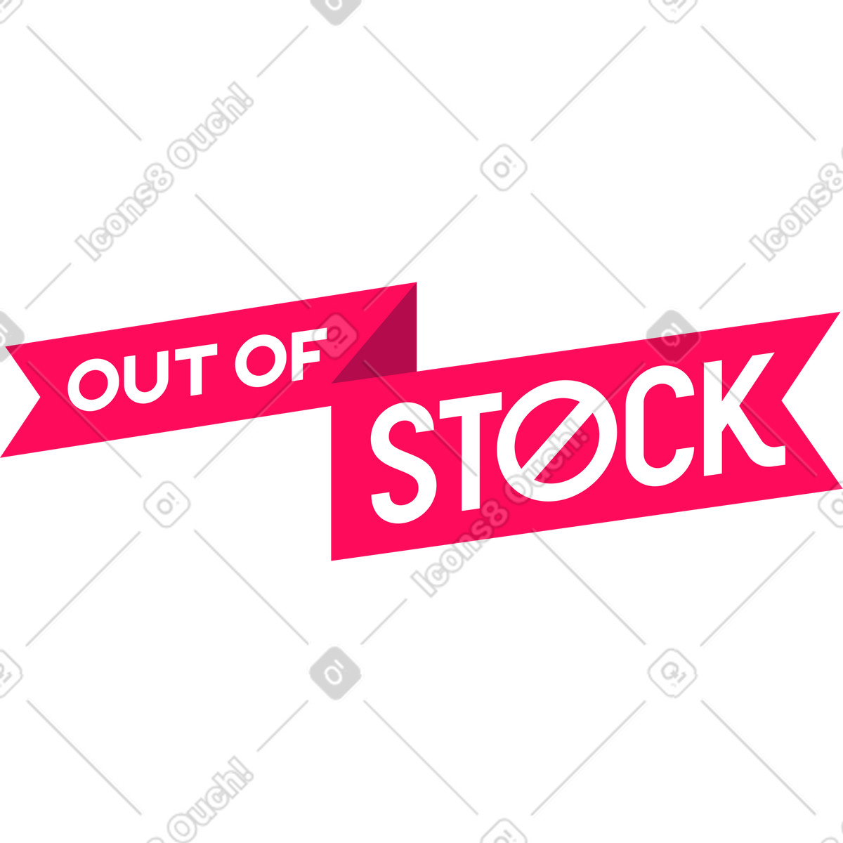 Ilustración Letras fuera de stock cinta rosa texto en estilo Lettering a descargar en PNG y SVG