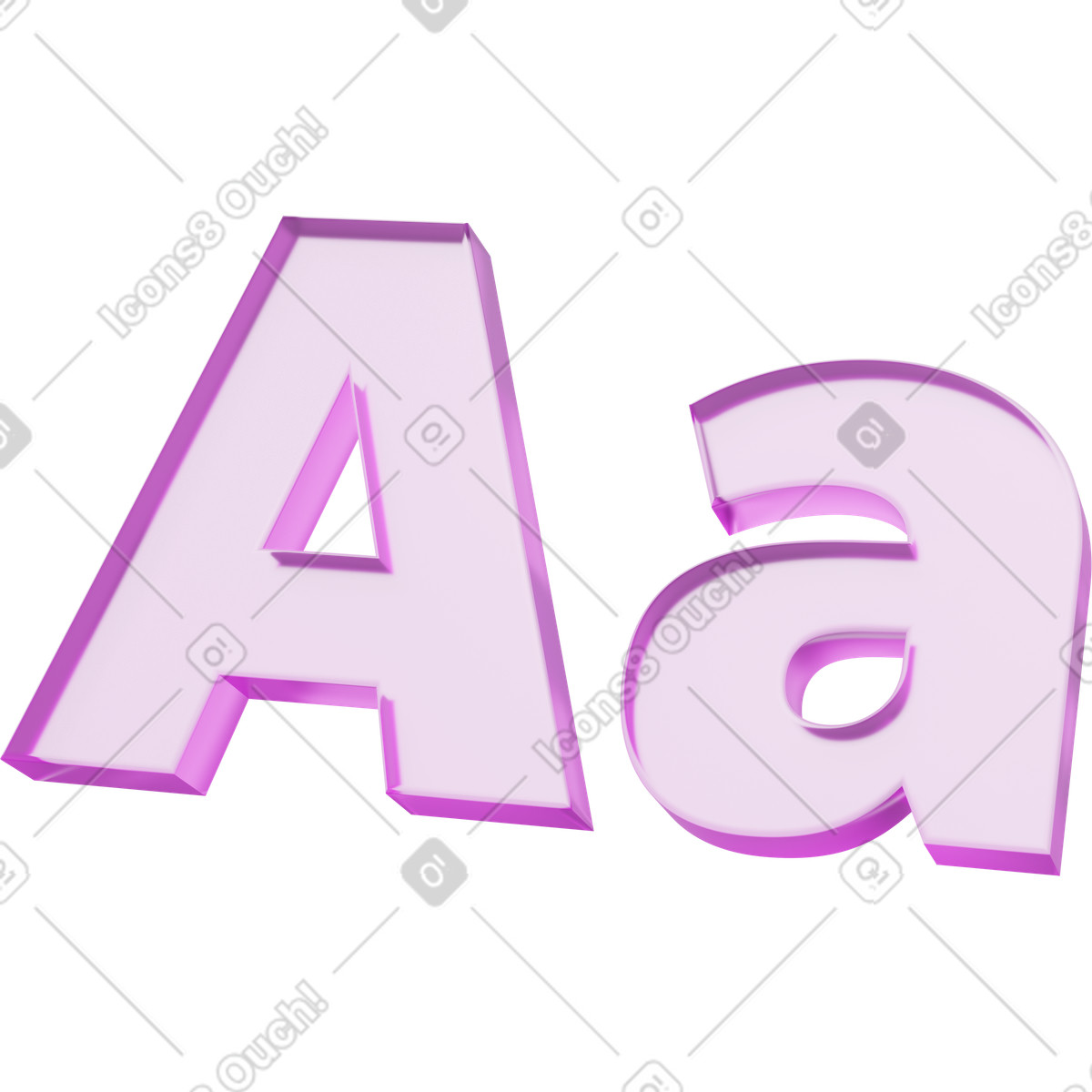 Illustration Icône de lettres, typographie en verre rose, symbole texte aa dans le style 3D Playful à télécharger aux formats PNG, SVG