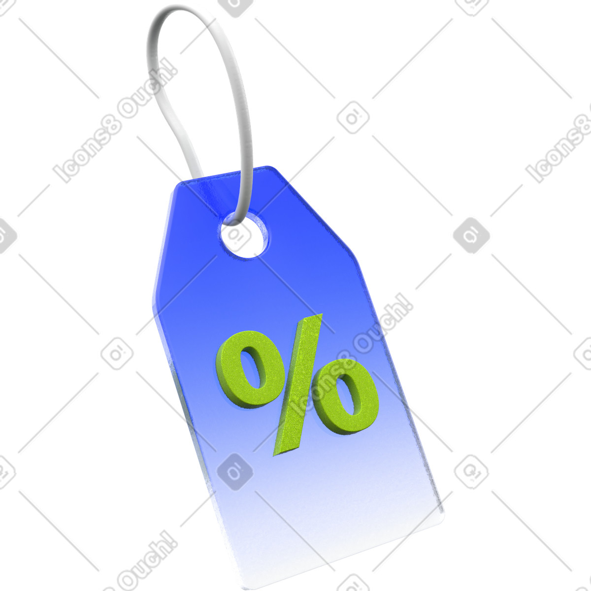 Illustration Étiquette de prix réduit, dégradée avec signe pourcentage, symbole promotion des soldes dans le style 3D Enterprise à télécharger aux formats PNG, SVG