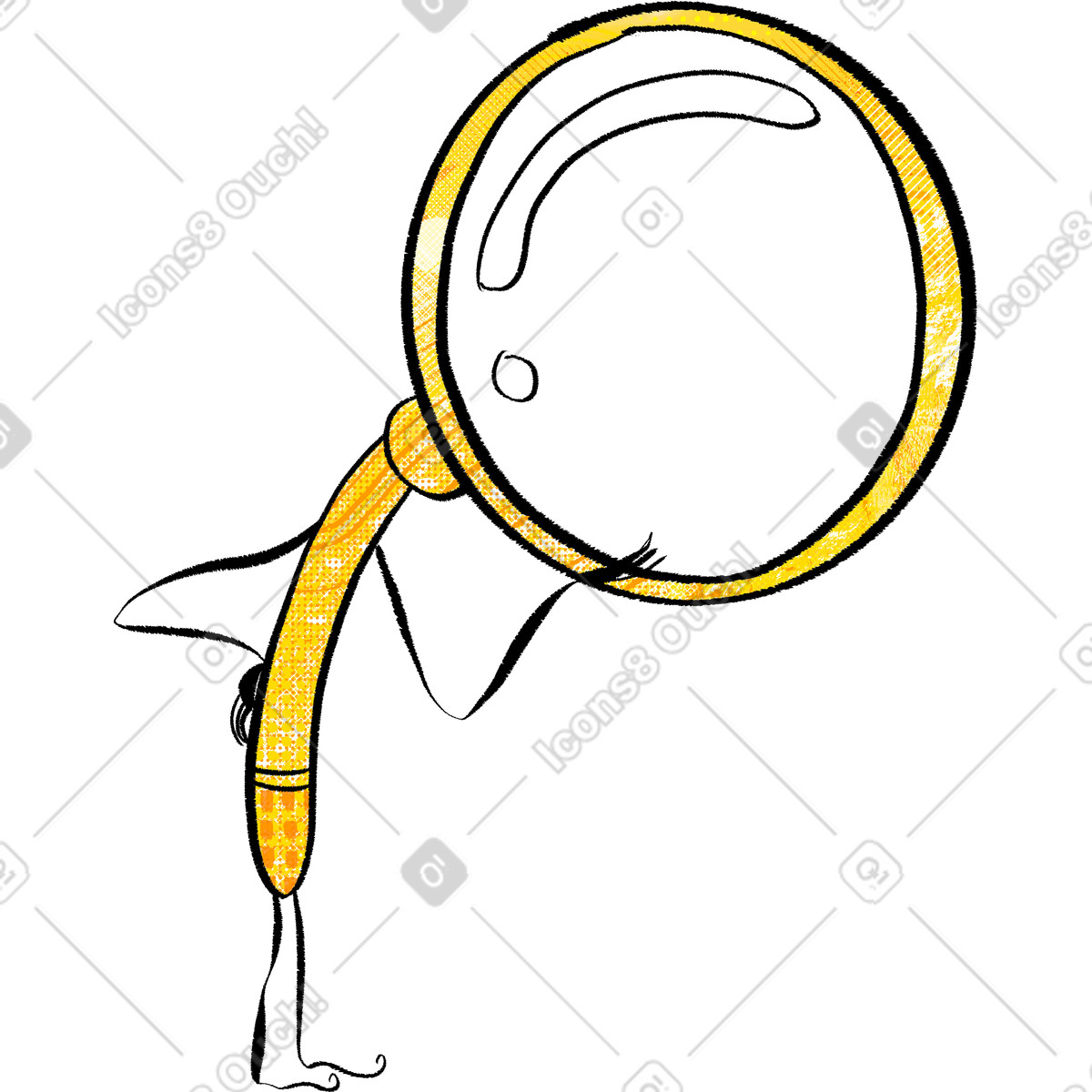 Doobry 스타일의 Magnifying glass thinking while looking down 일러스트레이션 PNG, SVG 다운로드