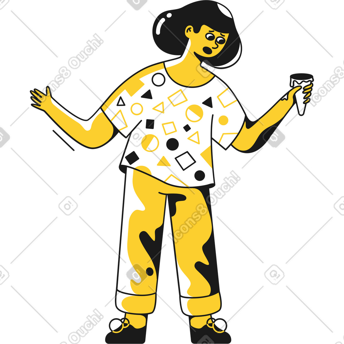 Ilustración Chica con gofre helado en estilo Taxi a descargar en PNG y SVG