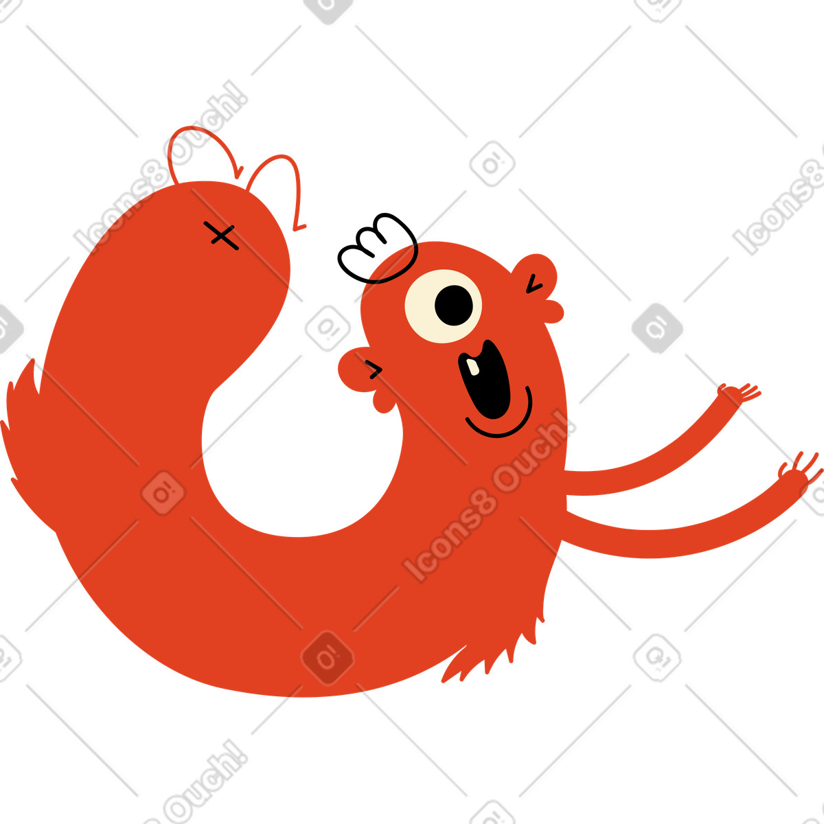 Red character with one-eyed illustration in Jelly style download in PNG, SVG
