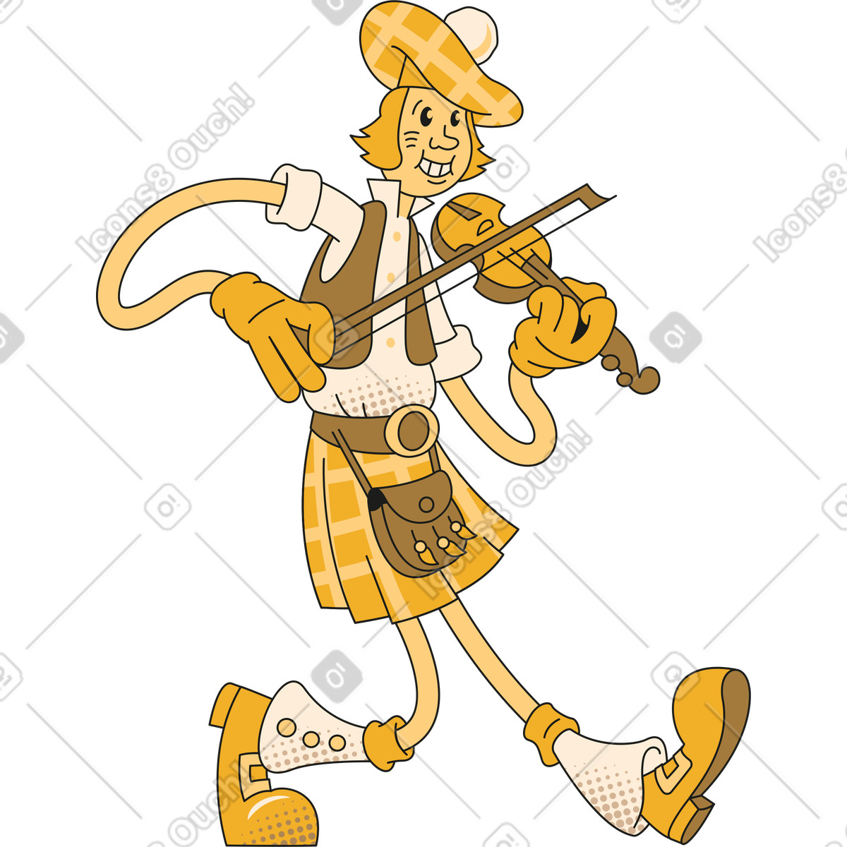 Ilustração de Scottish man playing the violin em no estilo Rubber para baixar em PNG, SVG