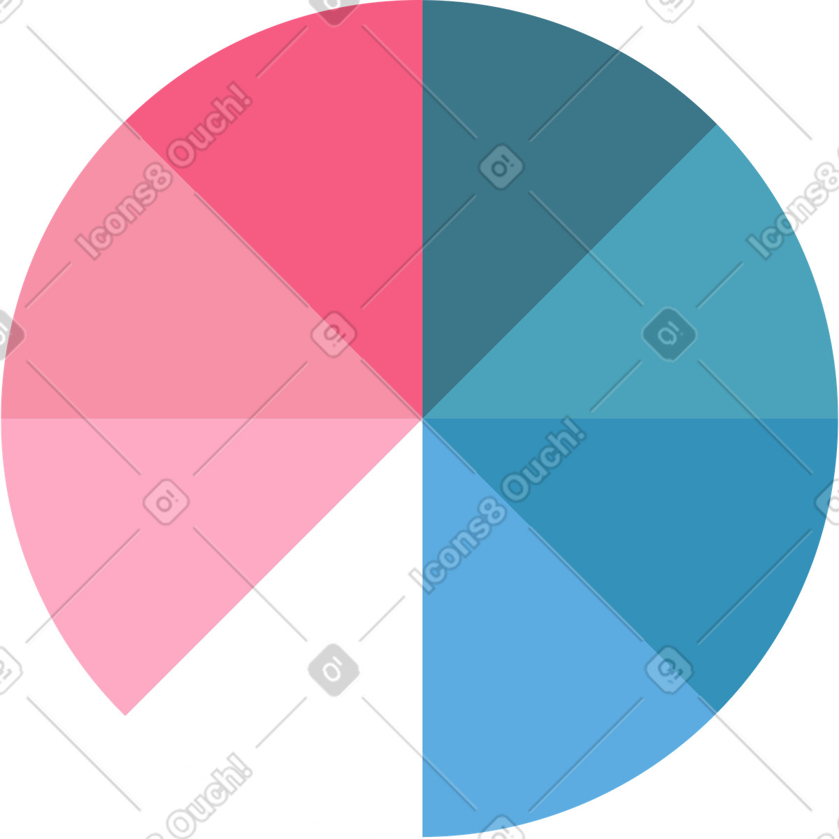 Dizzy 스타일의 Business analytics chart in pastel pink and blue sections 애니메이션 일러스트레이션 GIF, Lottie(JSON), AE로 다운로드