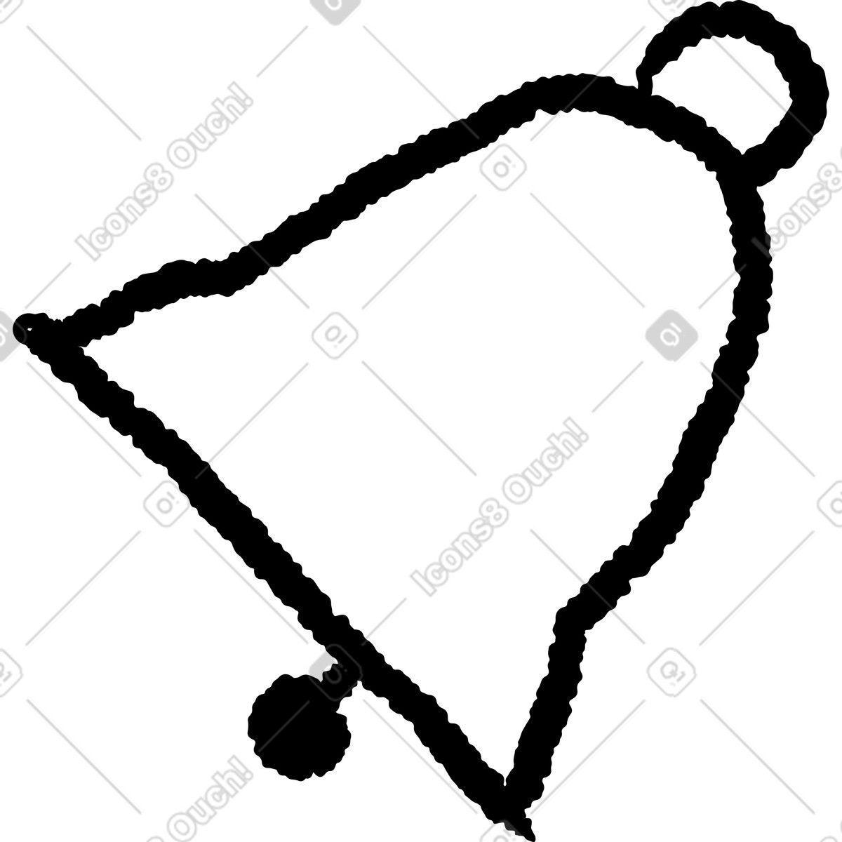 Illustration Bell notification symbol with diagonal slash muted alert sign dans le style Black Chalk à télécharger aux formats PNG, SVG