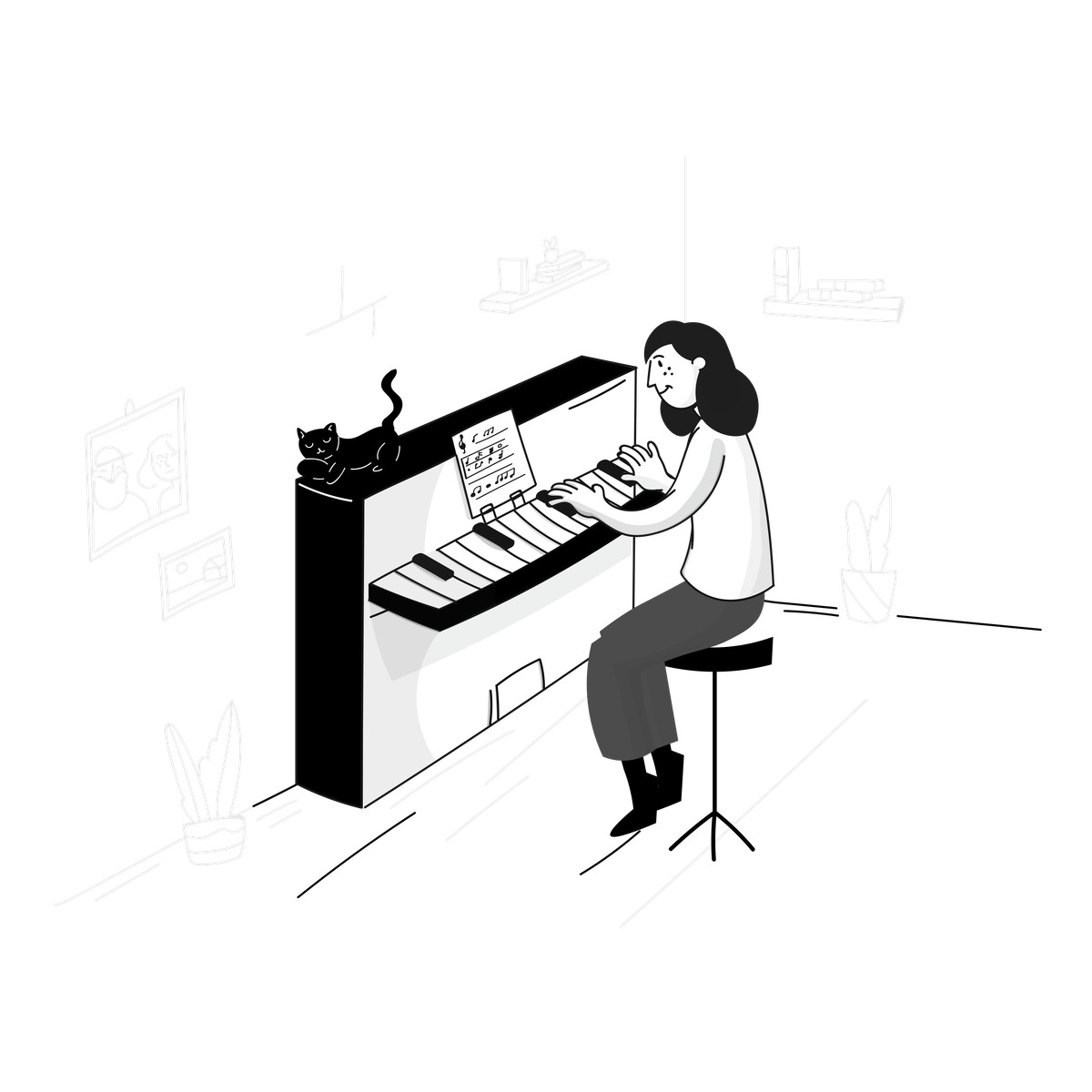 Ilustração de Tocar piano em no estilo Pixeltrue para baixar em PNG, SVG