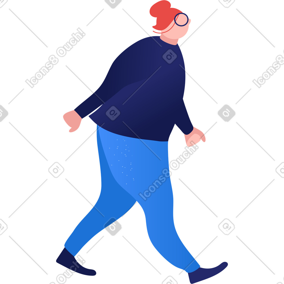 Mollige frau zu fuß-Illustration im Clip-Stil als Download in PNG, SVG