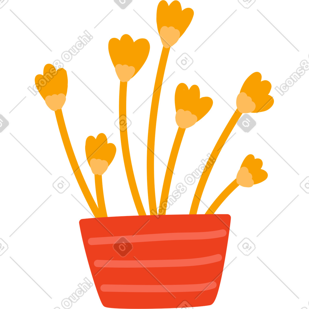 Ilustración Flores en una maceta estilo Arabica a descargar PNG y SVG