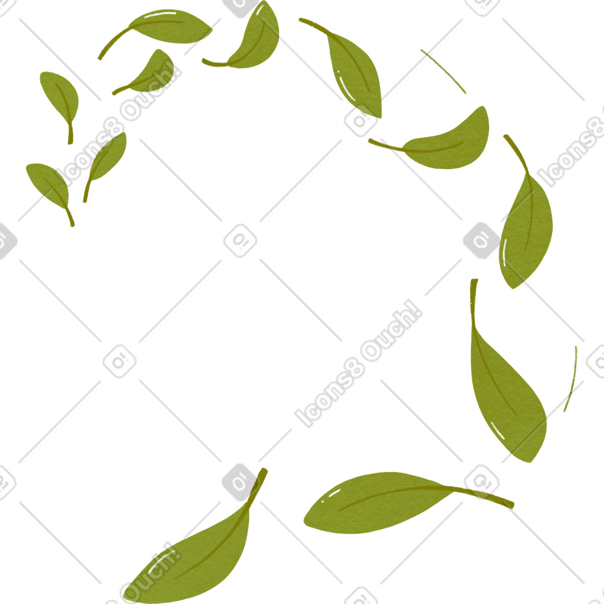 Spinning green leaves illustration in Goose style download in PNG, SVG