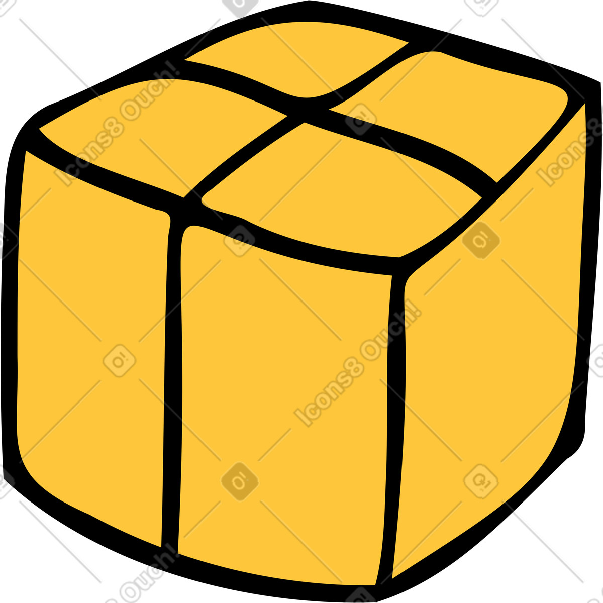 Gelbes kästchen-Illustration im Comic-Stil als Download in PNG, SVG